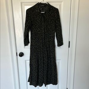 Zara Women’s Leopard Print Olive Green Dress